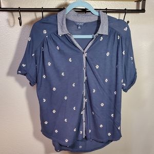 Lucky Brand Navy Button Top Size Medium